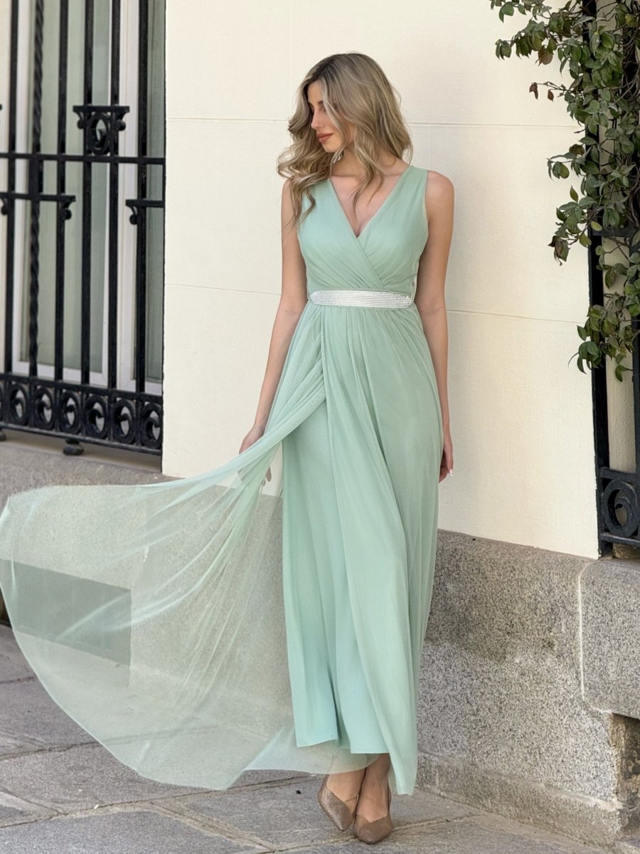 Vestido Tul Basic Cinturón Brillos - Imagen 3