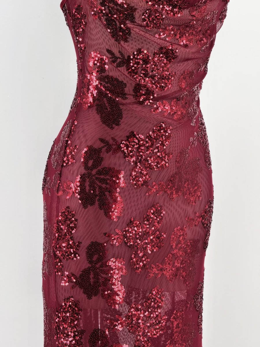 Vestido Lentejuelas Flores Largo - Imagen 5
