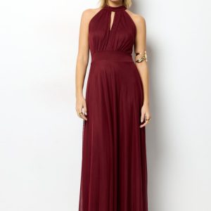 Vestido Tul Halter Largo
