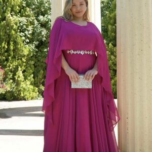 Vestido Capa Larga Aplique Brillos Curvy
