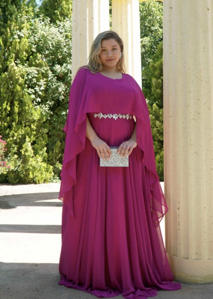 Vestido Capa Larga Aplique Brillos Curvy - Imagen 2