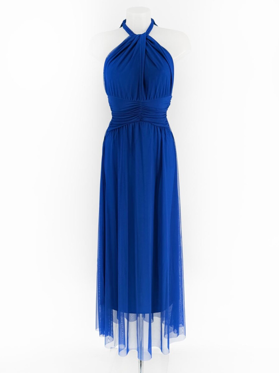Vestido Tul Halter Abertura Pecho - Imagen 3