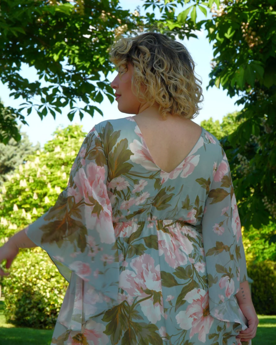 Vestido Gasa Mangas Estampado Curvy - Imagen 8