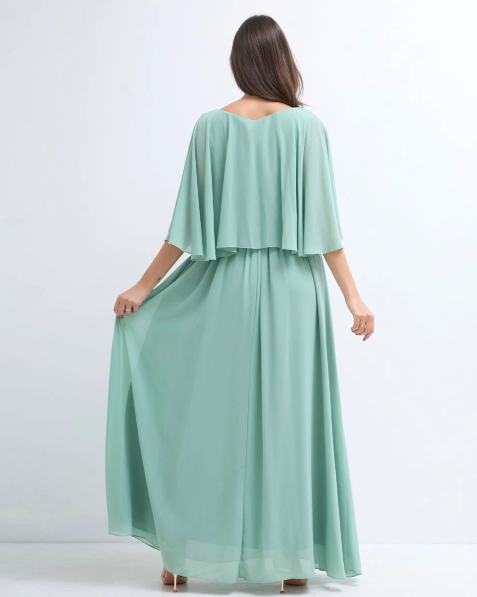 Vestido Capa Cintura Flores Curvy - Imagen 9