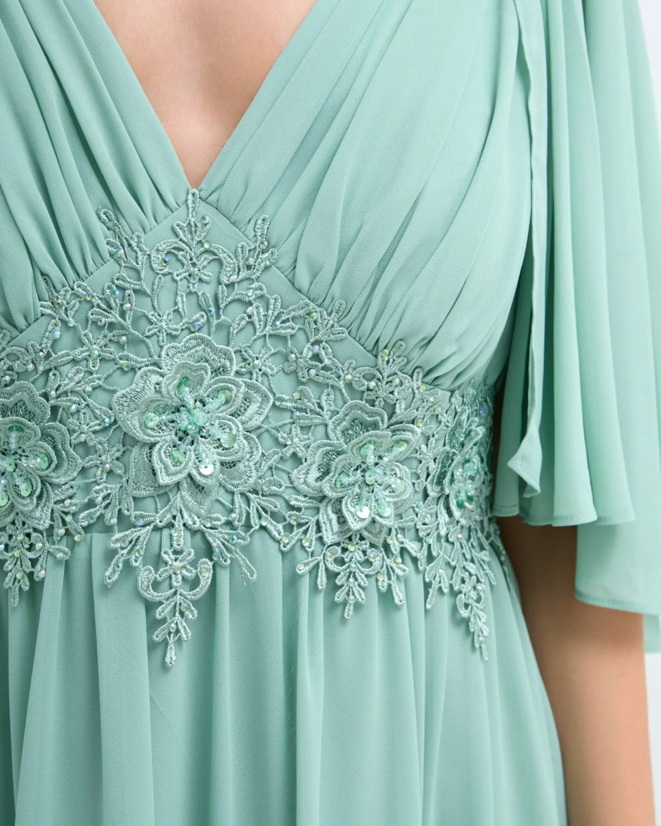 Vestido Capa Cintura Flores Curvy - Imagen 8
