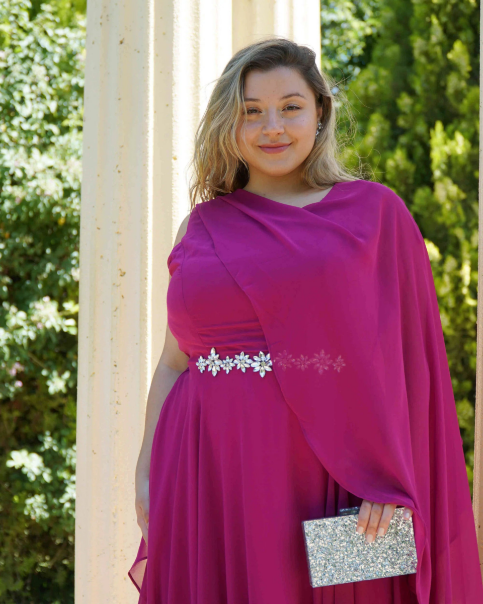 Vestido Capa Larga Aplique Brillos Curvy - Imagen 8