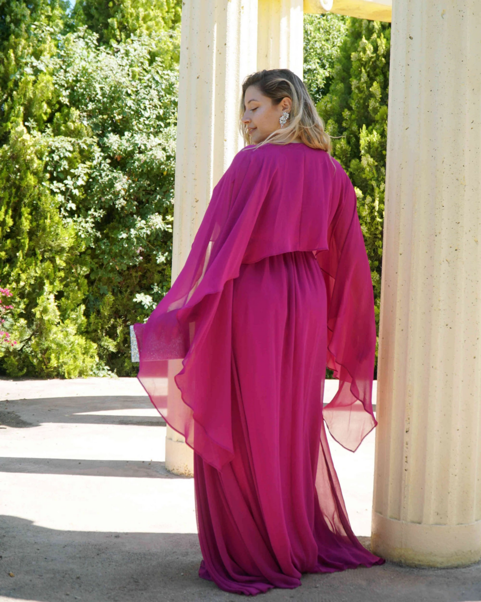 Vestido Capa Larga Aplique Brillos Curvy - Imagen 7