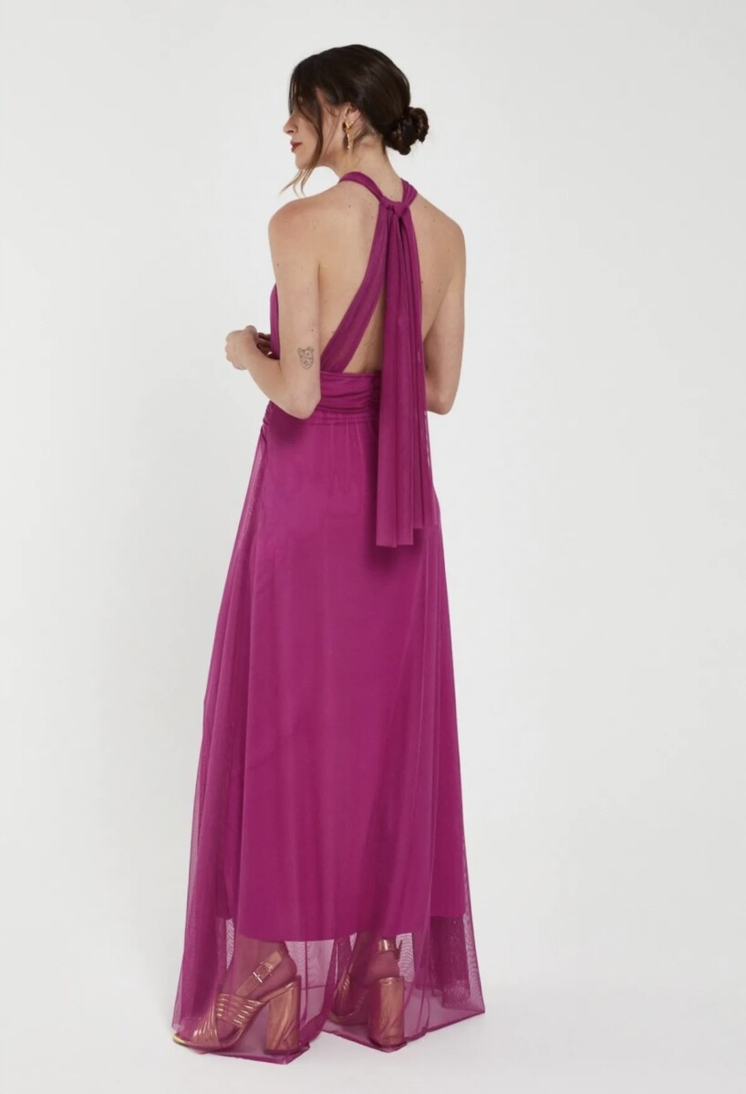 Vestido Tul Halter Abertura Pecho - Imagen 7