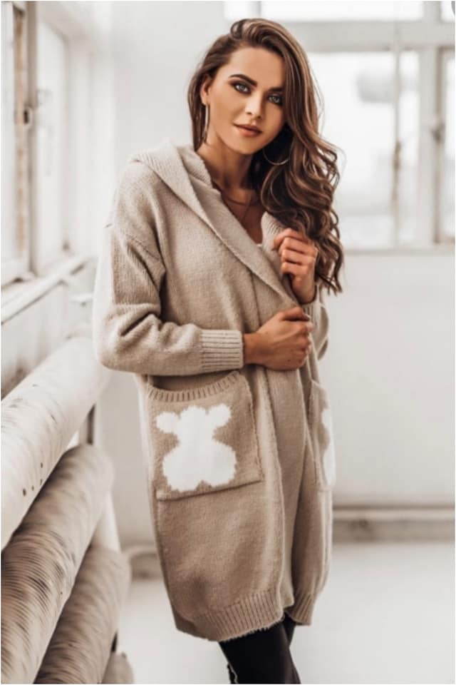 Chaqueta punto mujer estampado oso - Imagen 2