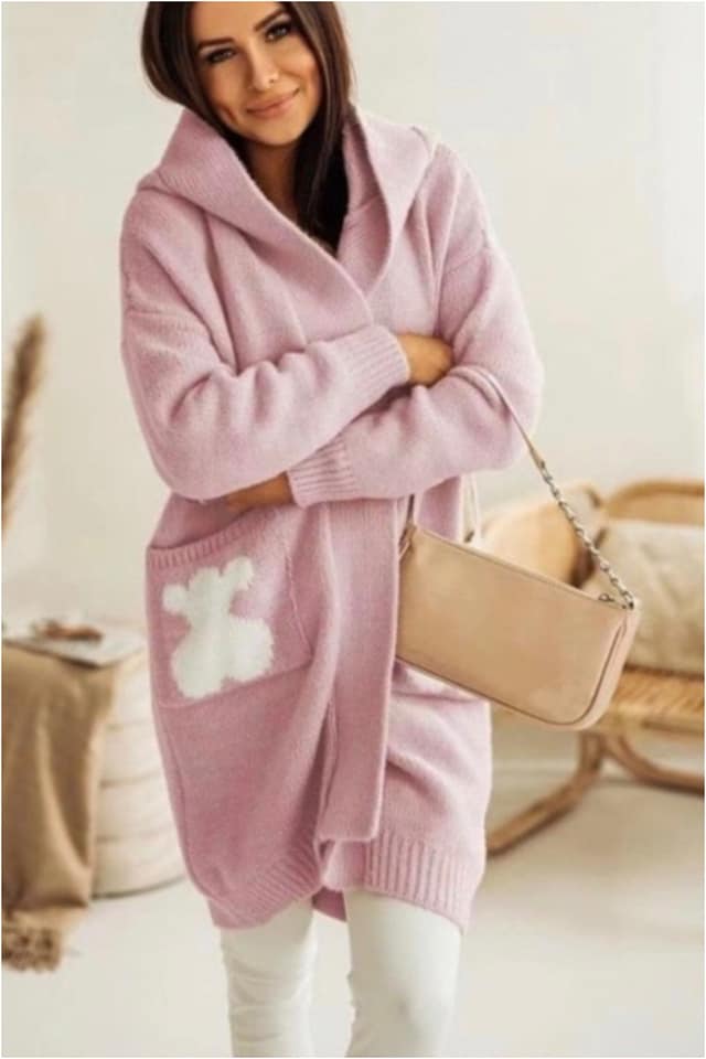 Chaqueta punto mujer estampado oso - Imagen 5