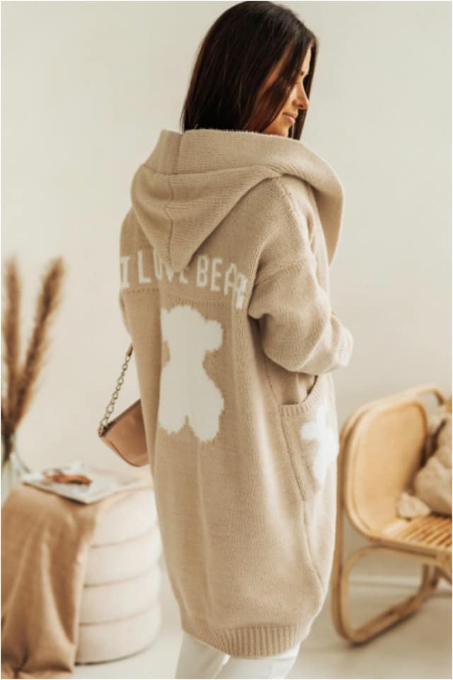 Chaqueta punto mujer estampado oso - Imagen 4