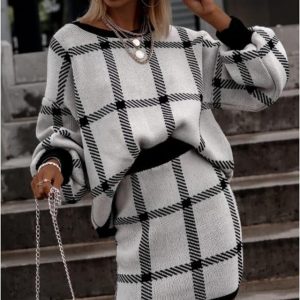 Conjunto mujer falda y jersey cuadros