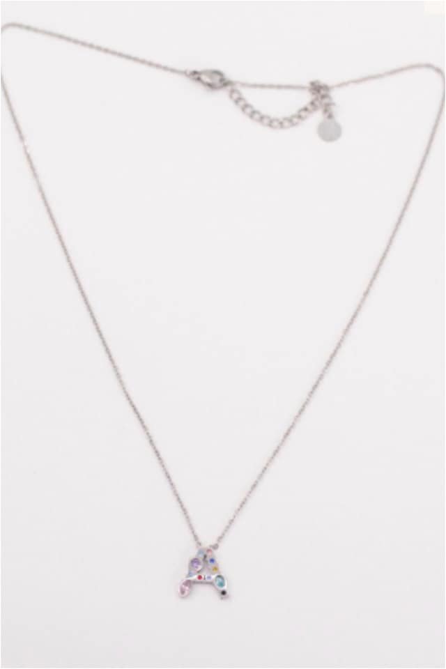 COLLAR MUJER ACERO PLATEADO CON LETRA A - Imagen 3