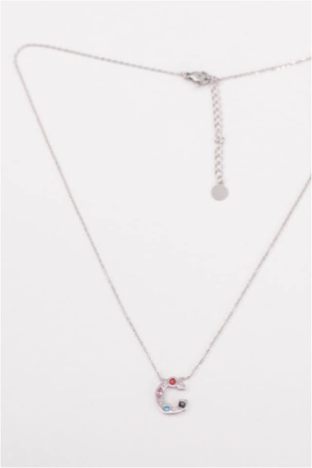COLLAR MUJER ACERO PLATEADO CON LETRA C - Imagen 3