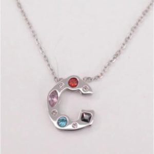 COLLAR MUJER ACERO PLATEADO CON LETRA C