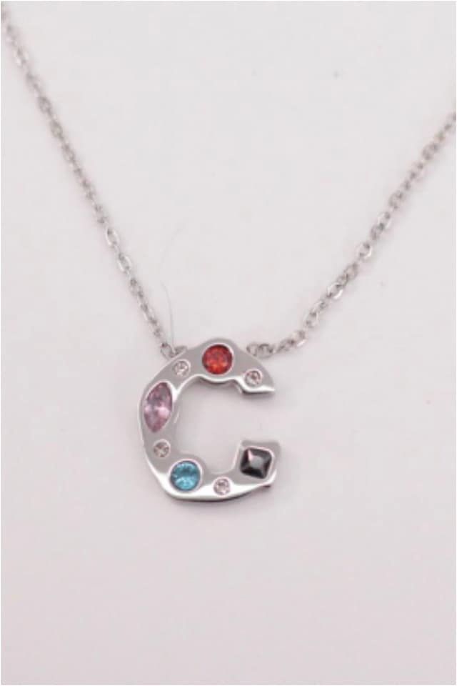 COLLAR MUJER ACERO PLATEADO CON LETRA C - Imagen 2