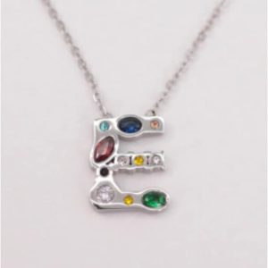 COLLAR MUJER ACERO PLATEADO CON LETRA E