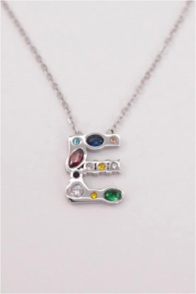 COLLAR MUJER ACERO PLATEADO CON LETRA E - Imagen 2