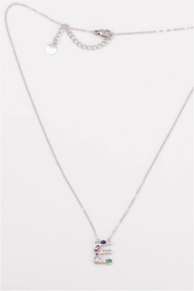 COLLAR MUJER ACERO PLATEADO CON LETRA E - Imagen 3