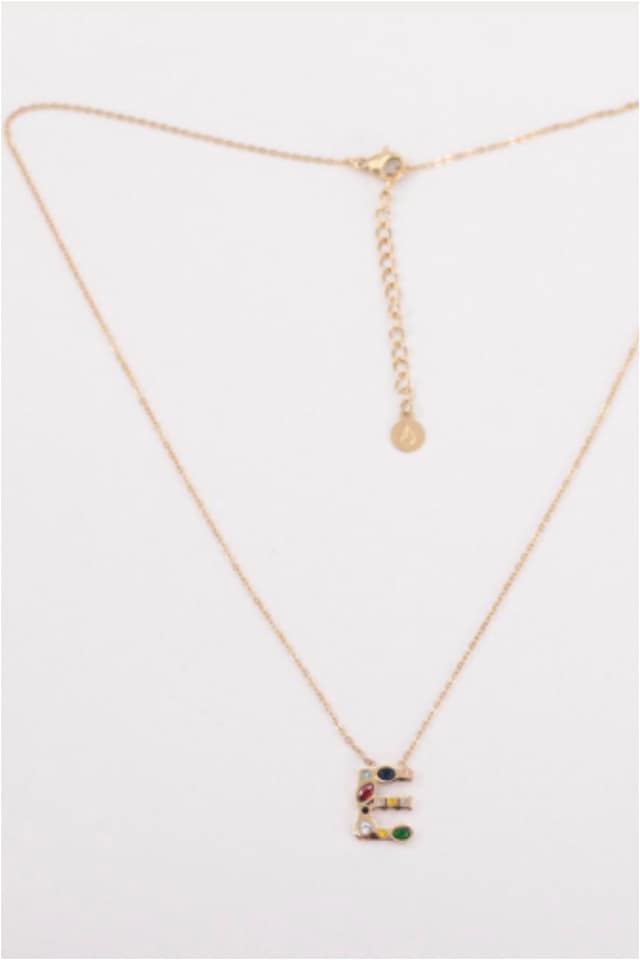 COLLAR MUJER ACERO DORADO CON LETRA E - Imagen 3