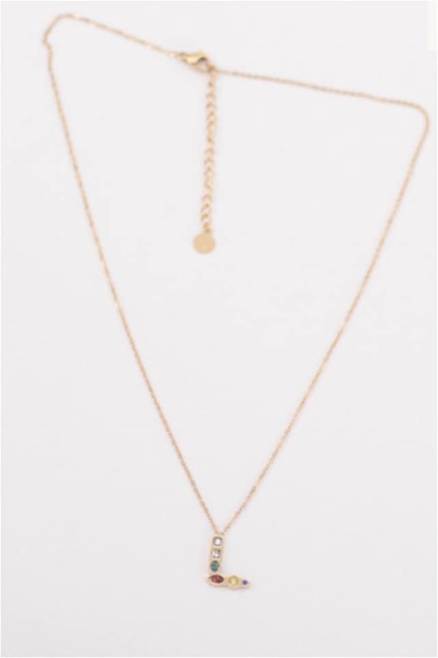 COLLAR MUJER ACERO DORADO CON LETRA L - Imagen 3
