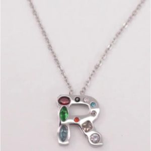 COLLAR MUJER ACERO PLATEADO CON LETRA R