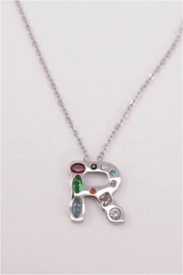 COLLAR MUJER ACERO PLATEADO CON LETRA R - Imagen 2