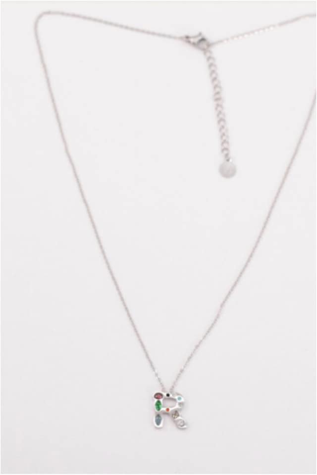 COLLAR MUJER ACERO PLATEADO CON LETRA R - Imagen 3