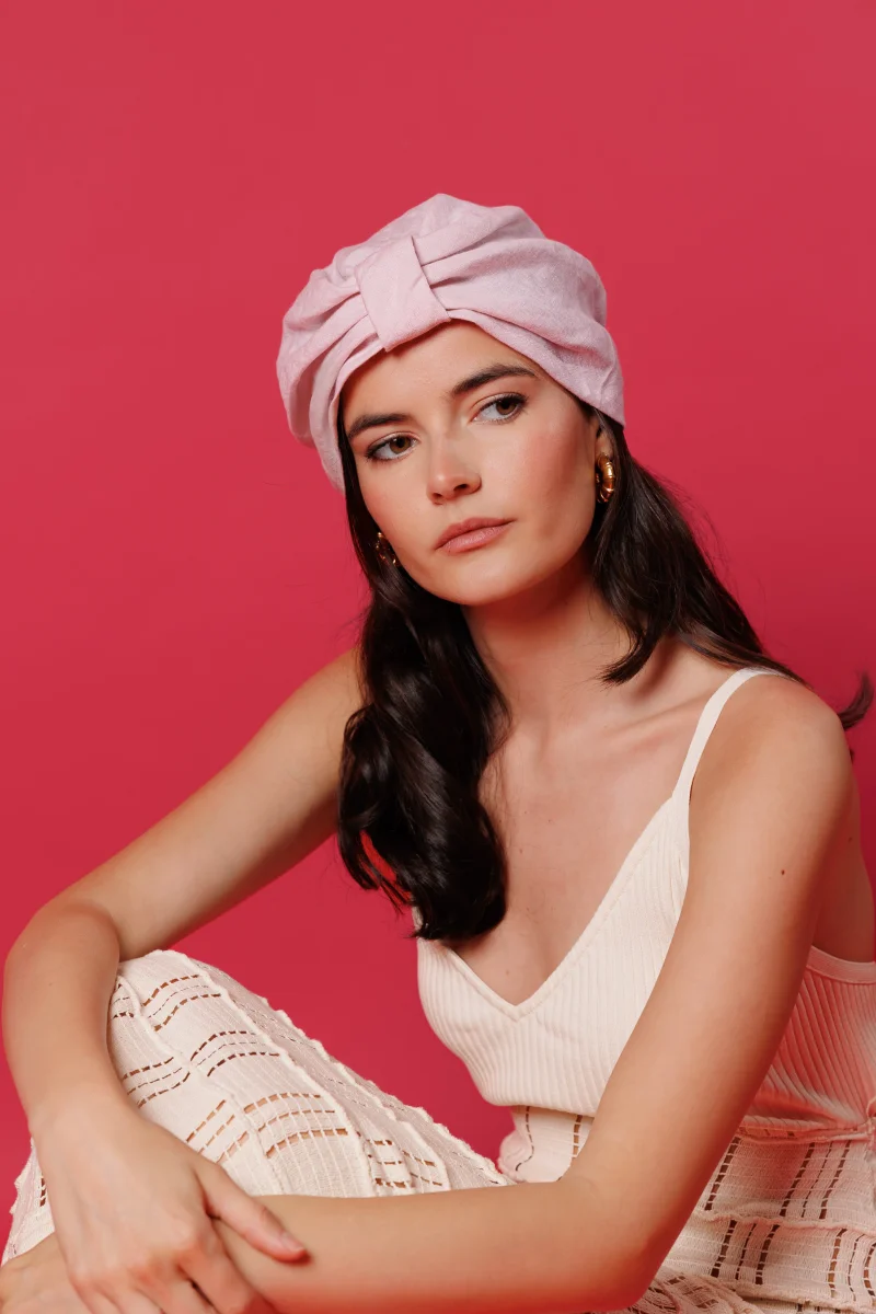Turbante Sira Rosa Crepe - Imagen 3