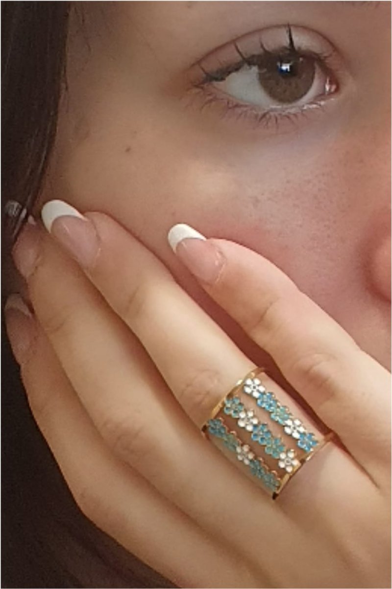 Anillo mujer acero dorado margaritas - Imagen 2
