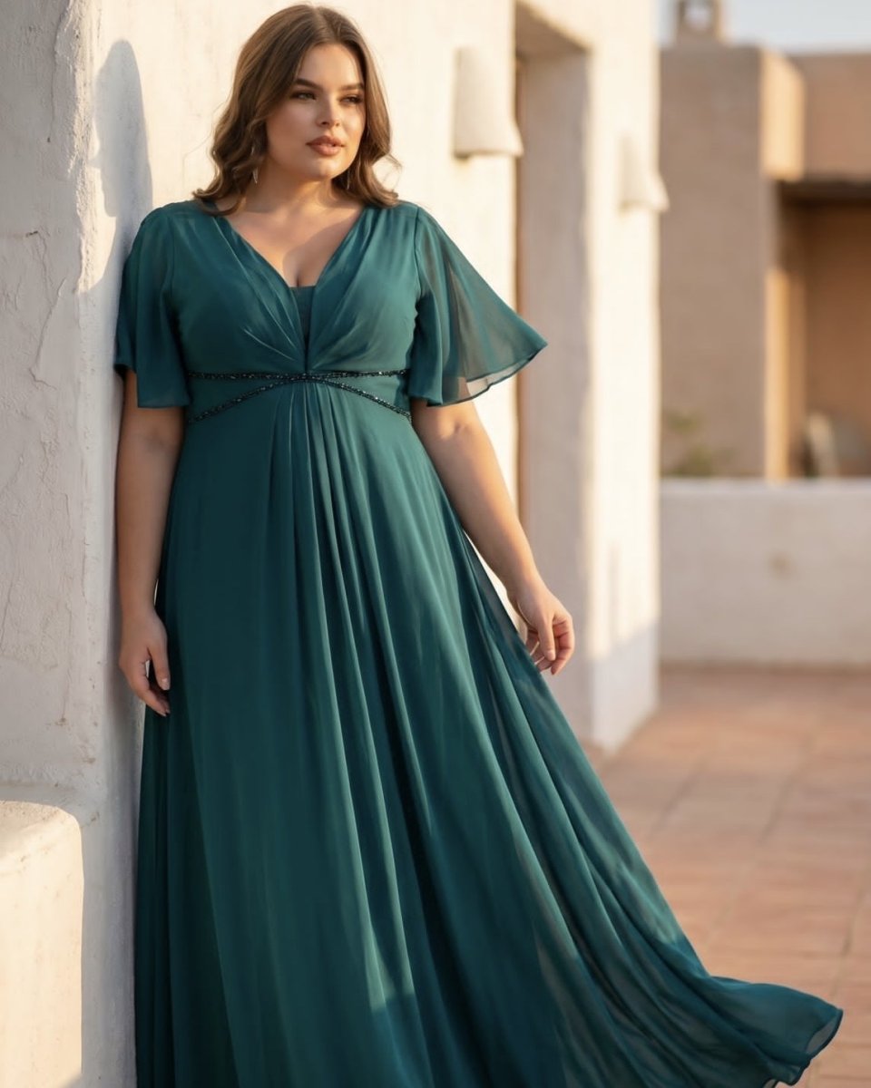 Vestido Manga Corta Brillo Cintura Curvy