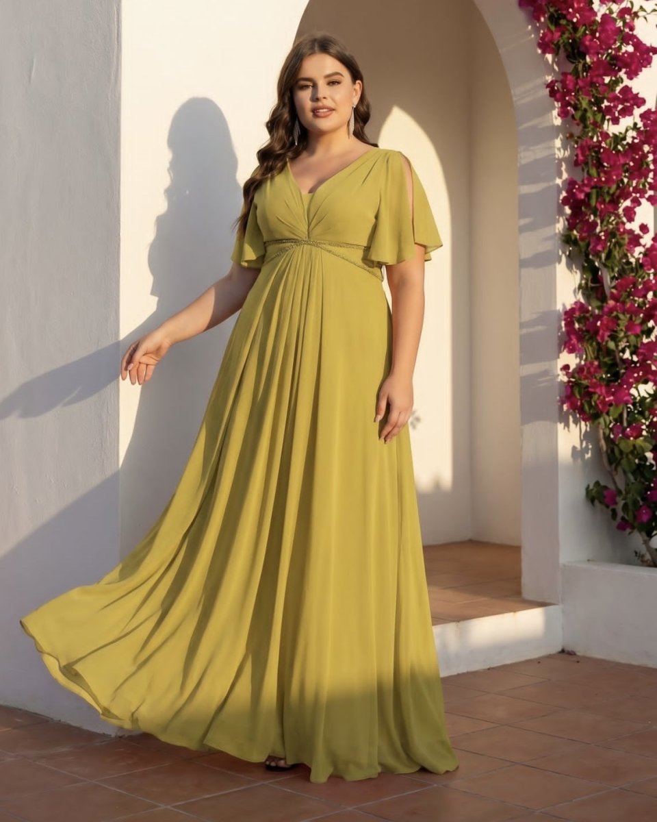 Vestido Manga Corta Brillo Cintura Curvy - Imagen 3