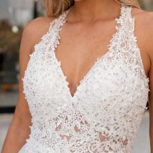 Vestido Encaje Falda Seda Novia