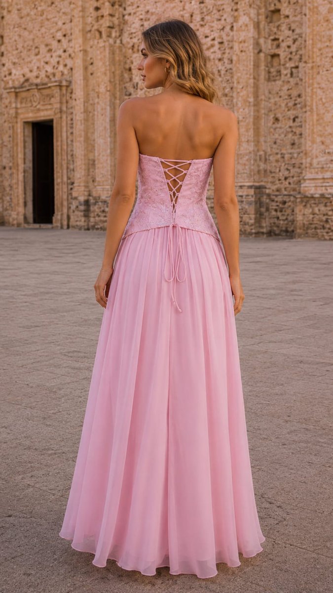 Vestido Corsé Lentejuelas Falda Gasa - Imagen 3
