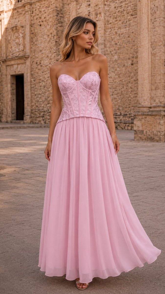 Vestido Corsé Lentejuelas Falda Gasa - Imagen 4