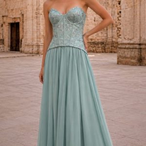 Vestido Corsé Lentejuelas Falda Gasa