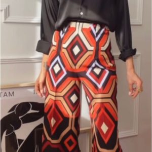 Pantalón mujer geométrico palazzo