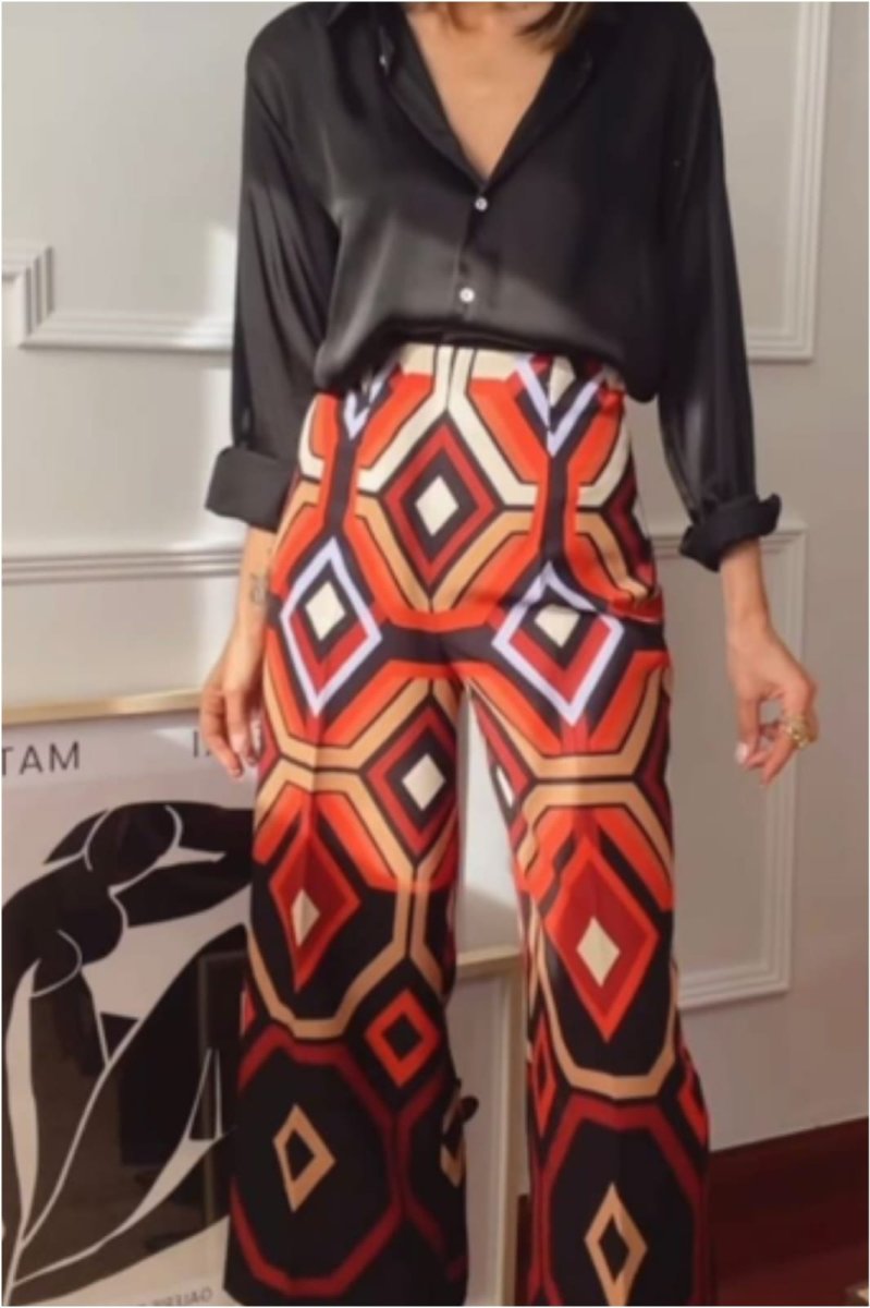 Pantalón mujer geométrico palazzo - Imagen 2
