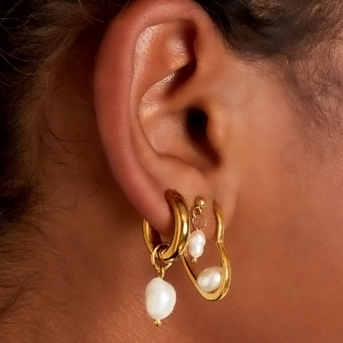 Pendientes DAMLA Acero Dorado - Imagen 3