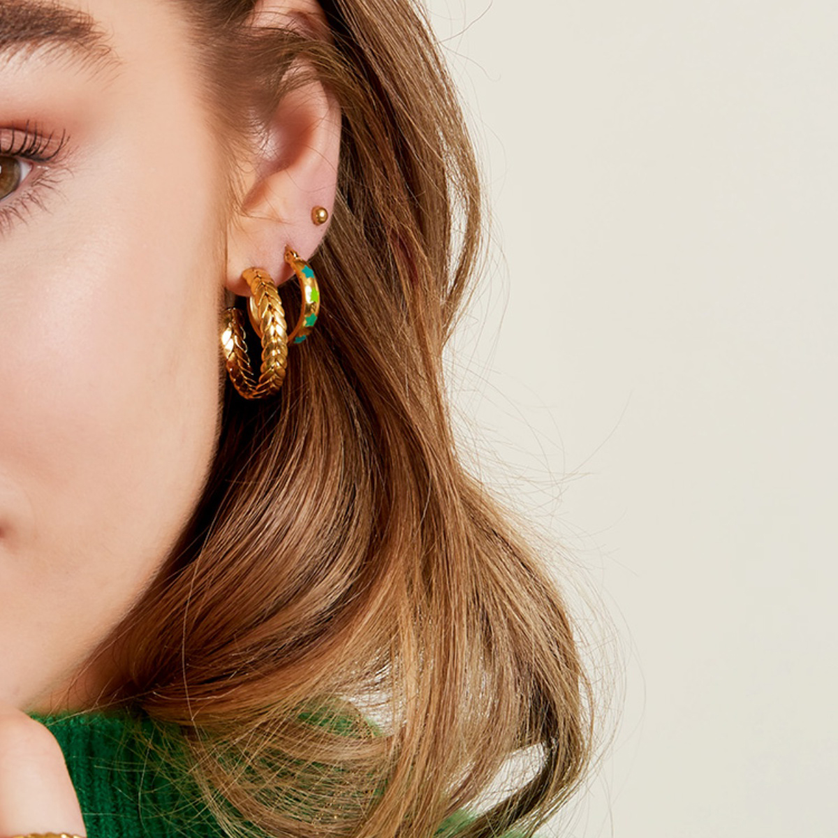Pendientes ESIN Acero Dorado - Imagen 3