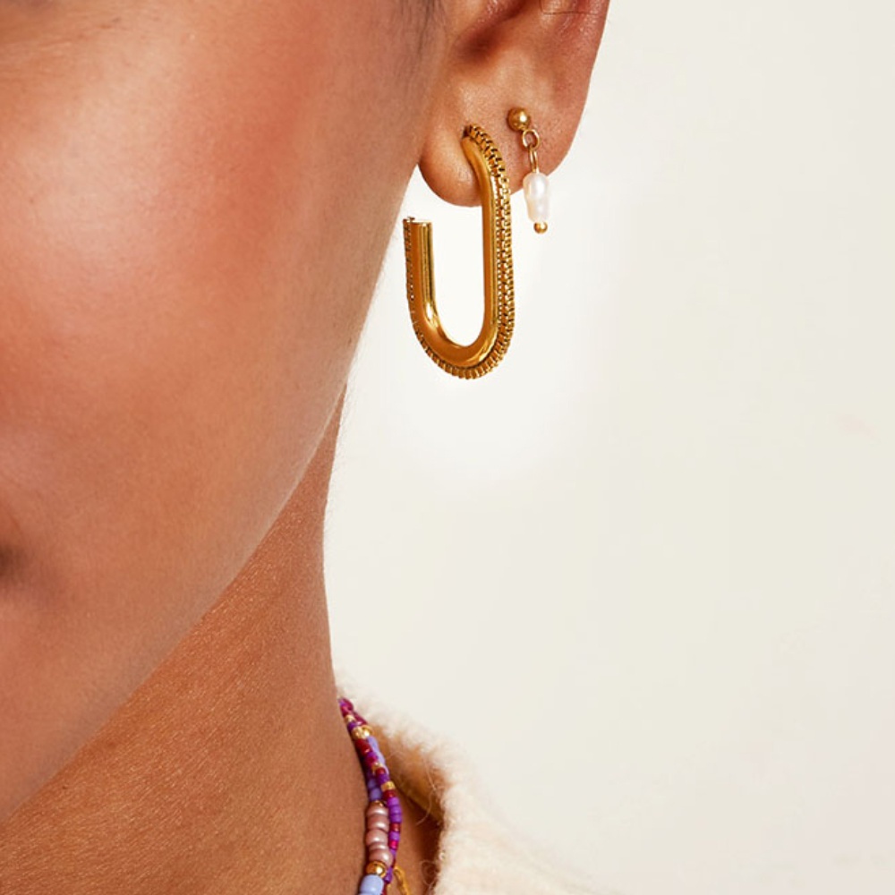 Pendientes ODALIS Acero Dorado - Imagen 3