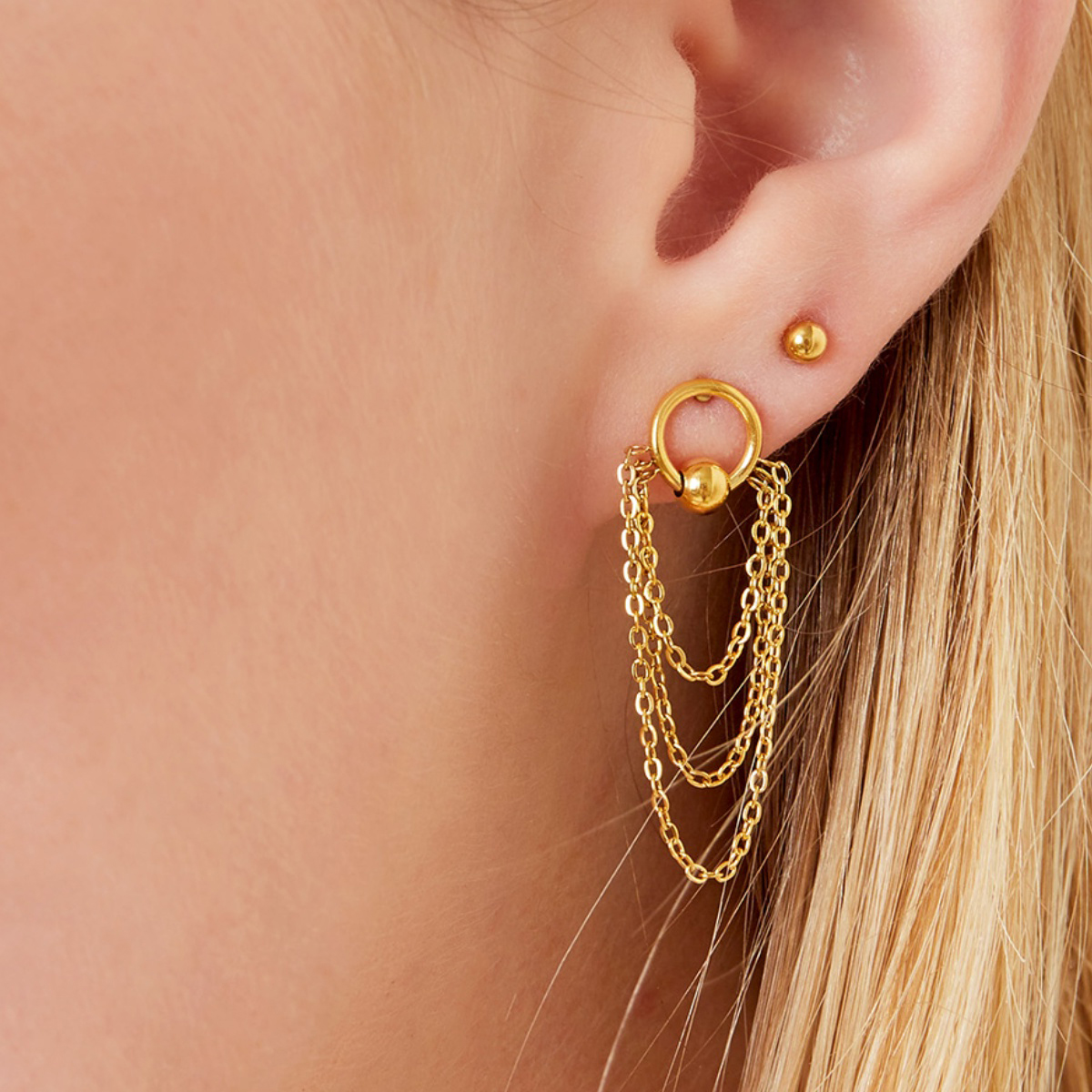 Pendientes SARILE Acero Dorado - Imagen 3