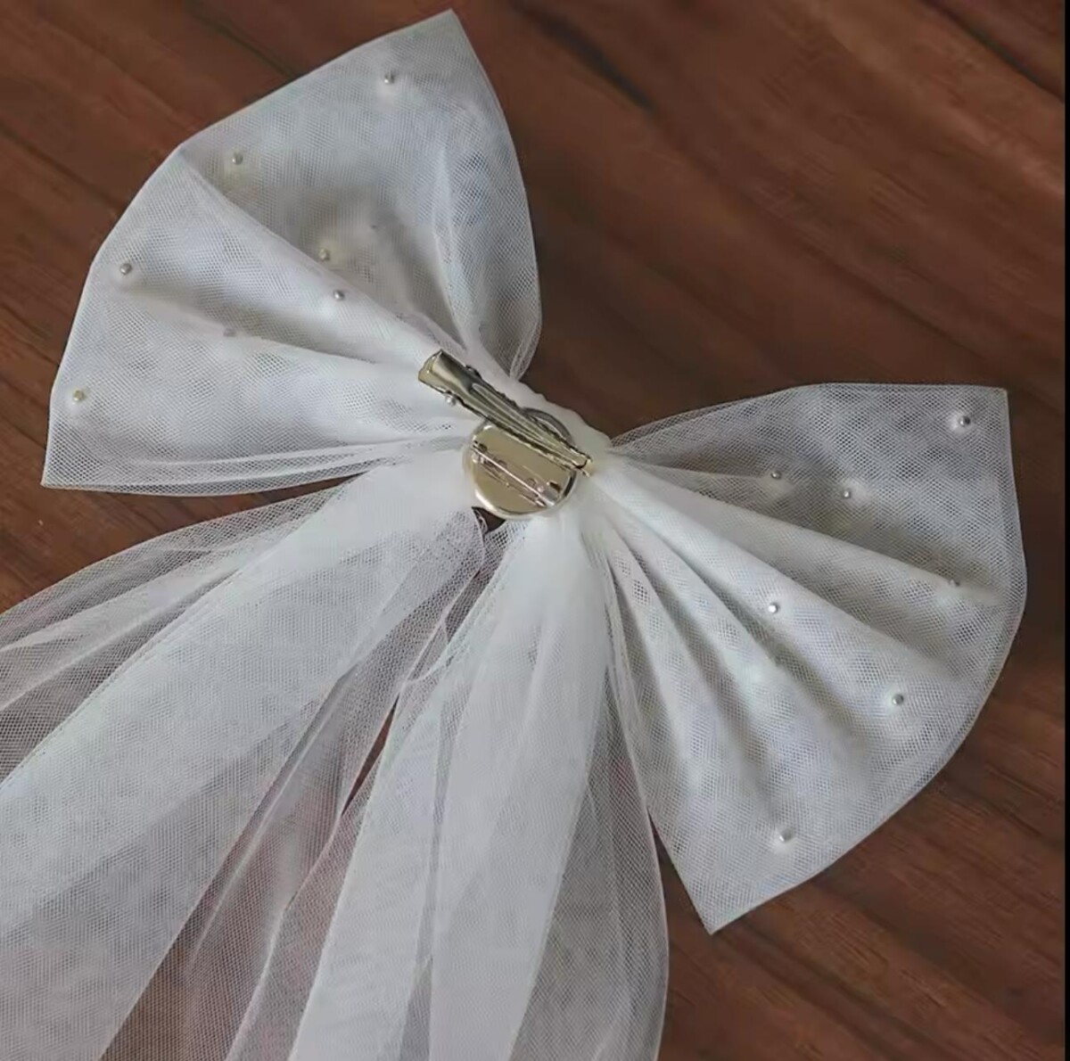 Tocado Velo Lazo Tul Con Perlas - Imagen 5