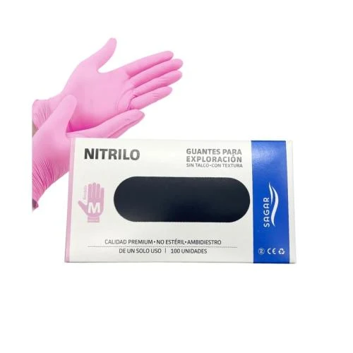 GUANTE DE NITRILO NEGRO O ROSADO TALLAS S M L CAJA DE 100 PZS - Imagen 3