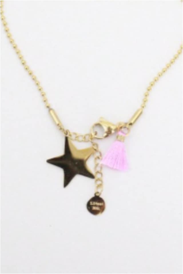 Pulsera mujer acero dorado estrella y pompón - Imagen 3
