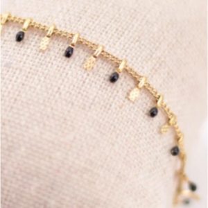 Pulsera mujer acero dorado espiga negro