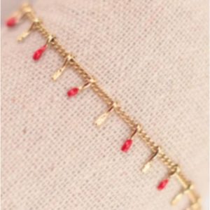 Pulsera mujer acero dorado espiga roja