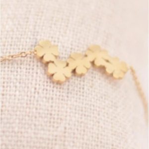 Pulsera mujer acero dorado trébol