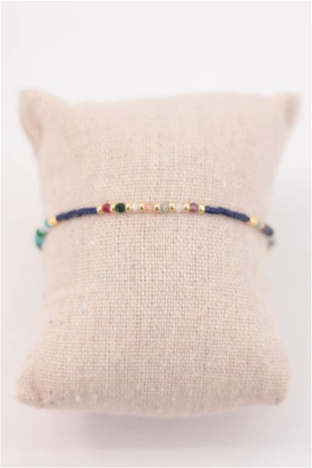 Pulsera mujer acero dorado con piedras y miju - Imagen 3