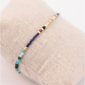 Pulsera mujer acero dorado con piedras y miju